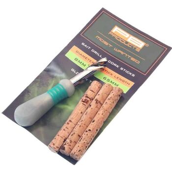 PB PRODUCTS BAIT DRILL 8 MM + 3 CORK STICKS 8 MM x 6.5 CM