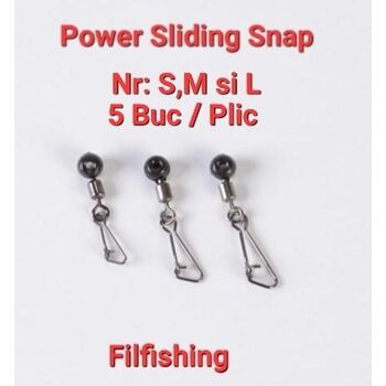 FILFISHING POWER SLIDING SNAP NR: L / 5 BUC / PLIC