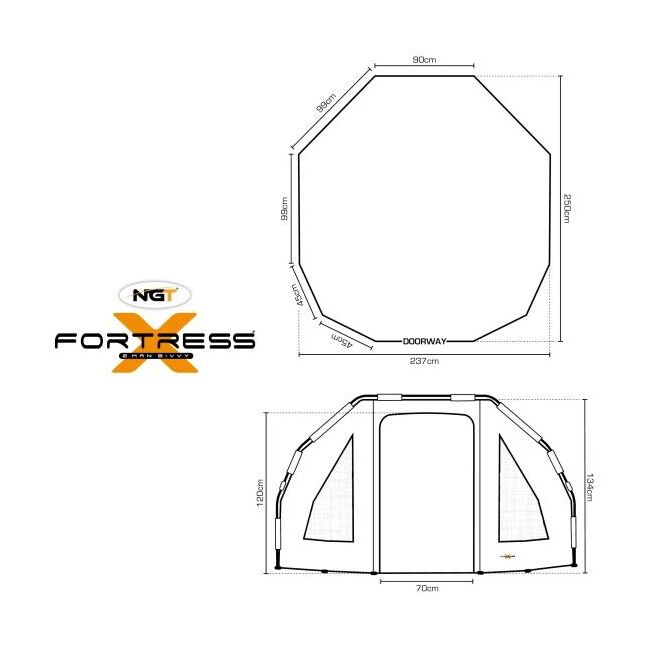 CORT NGT FORTRESS 2 PERSOANE CU STREASINA  230 x 260 x 140 CM. 