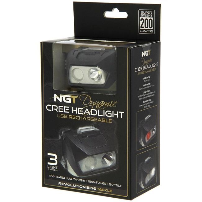 LANTERNA DE CAP NGT DYNAMIC  CREE REINCARCABIL CU USB - 200 LUMEN