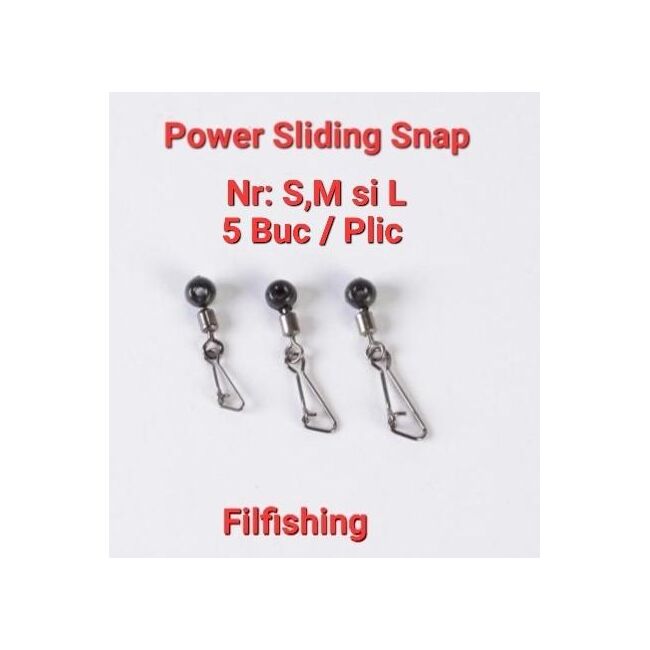 FILFISHING POWER SLIDING SNAP NR: L / 5 BUC / PLIC